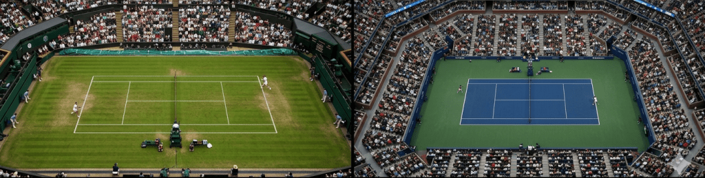 centrálne dvorce na Wimbledone a US Open