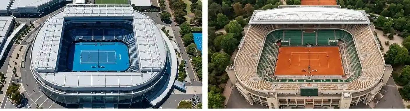 centrálny kurt na australian open a rolan garros